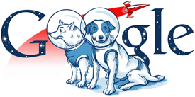 50-летие полёта собак Белки и Стрелки в космос - логотип Google.