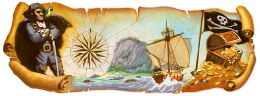 160 лет со дня рождения Роберта Льюиса Стивенсона — логотип Google.
